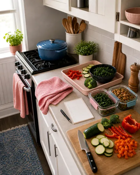 Weekly meal prep and kitchen reset system